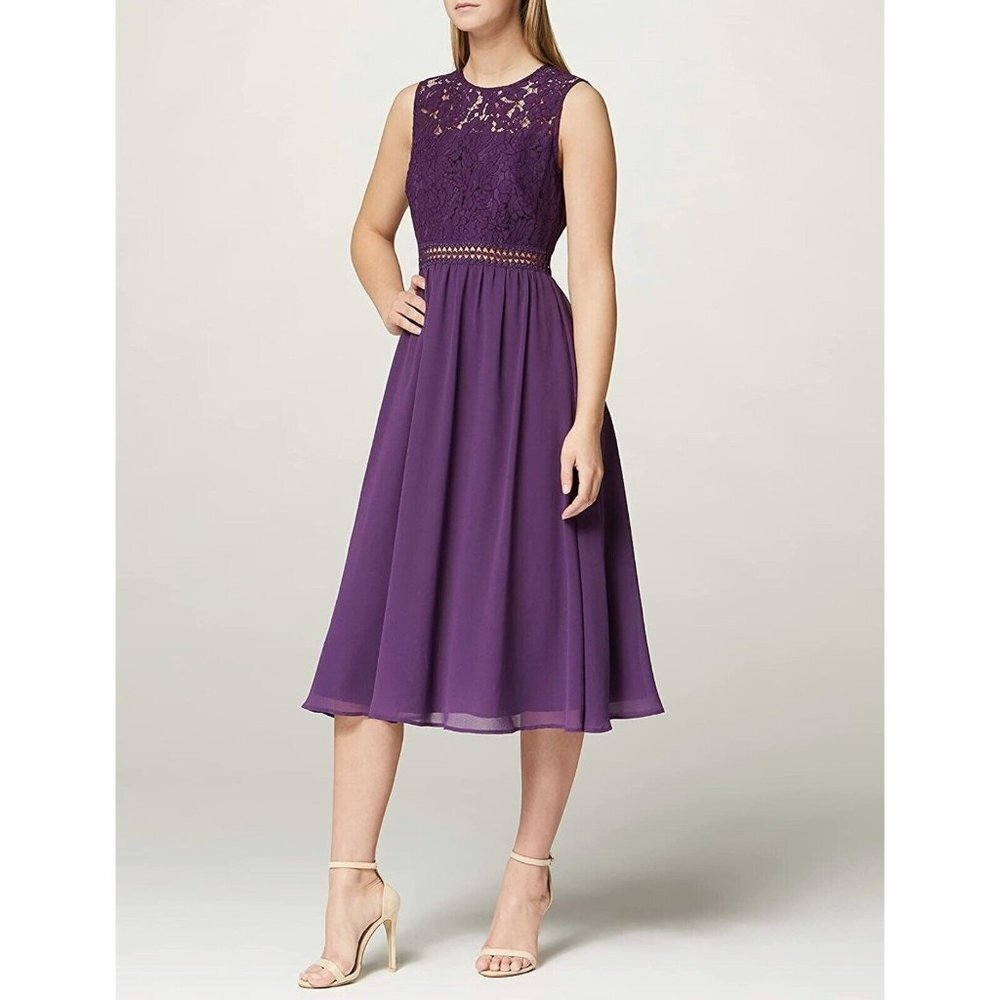 TRUTH & FABLE Womens Sleeveless Lace Trim Bridesmaid Maxi Dress Violet Size s